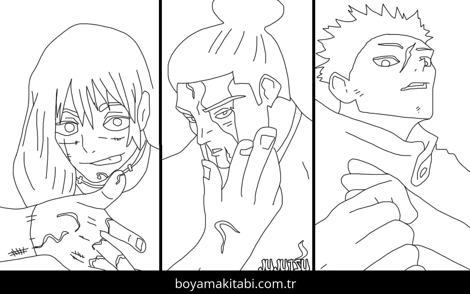 Jujutsu Kaisen boyama sayfası – boyama çalışması, yaratıcılığı geliştirir