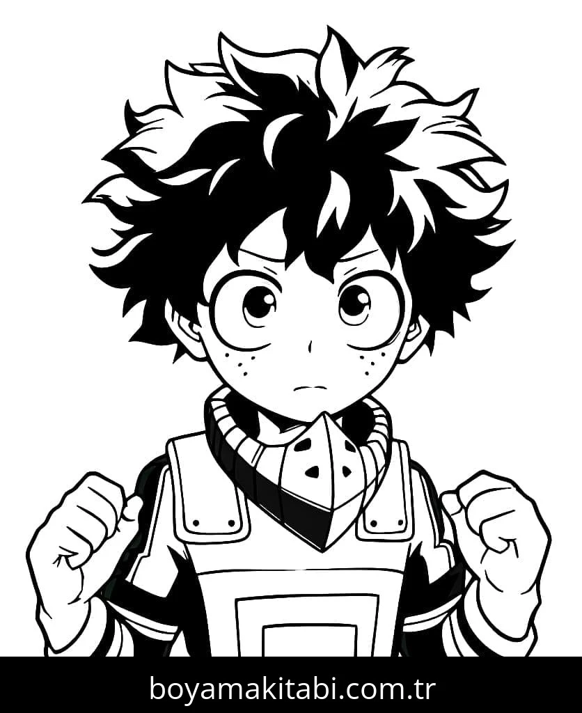 Izuku Midoriya boyama sayfası #46 – sabır ve özgüven kazandırır, yaratıcı sanat çalışması