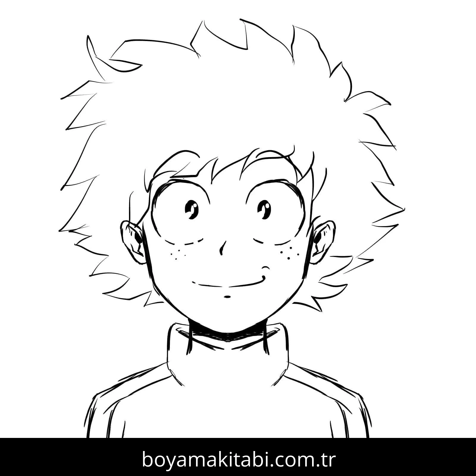 Izuku Midoriya boyama sayfası #48 – kolay indirilebilir, eğlenceli öğrenme deneyimi