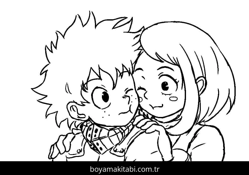 Izuku Midoriya boyama sayfası #65 – çizgi film temalı, basit çizim