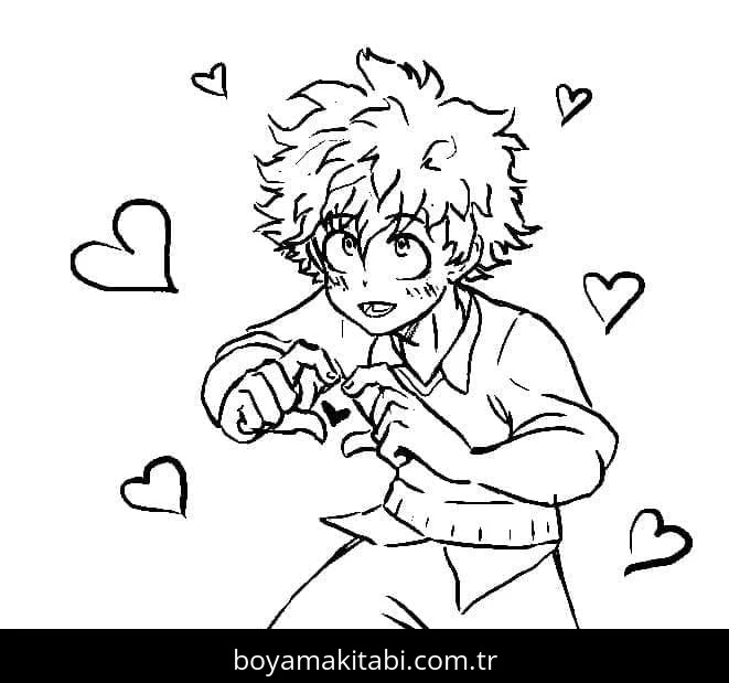 Izuku Midoriya boyama sayfası #67 – el becerilerini geliştirir, boyama çalışması