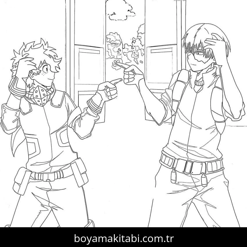 Izuku Midoriya boyama sayfası – çocuk aktivitesi, PDF indir