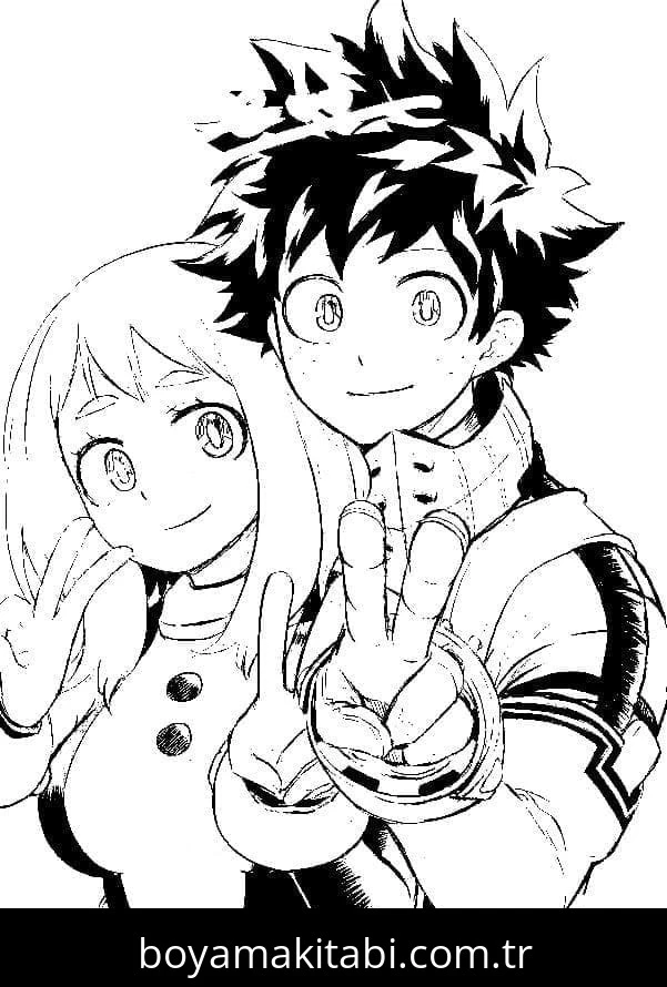 Izuku Midoriya boyama sayfası – sanatsal çalışma, çocuklar için