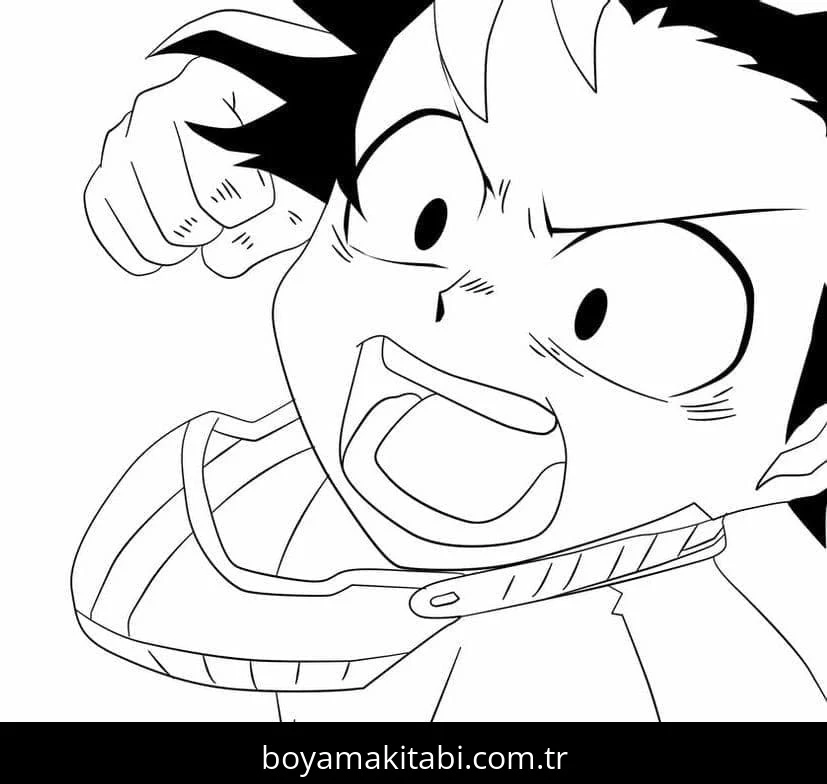 Izuku Midoriya boyama sayfası – yaratıcılık, eğlenceli etkinlik