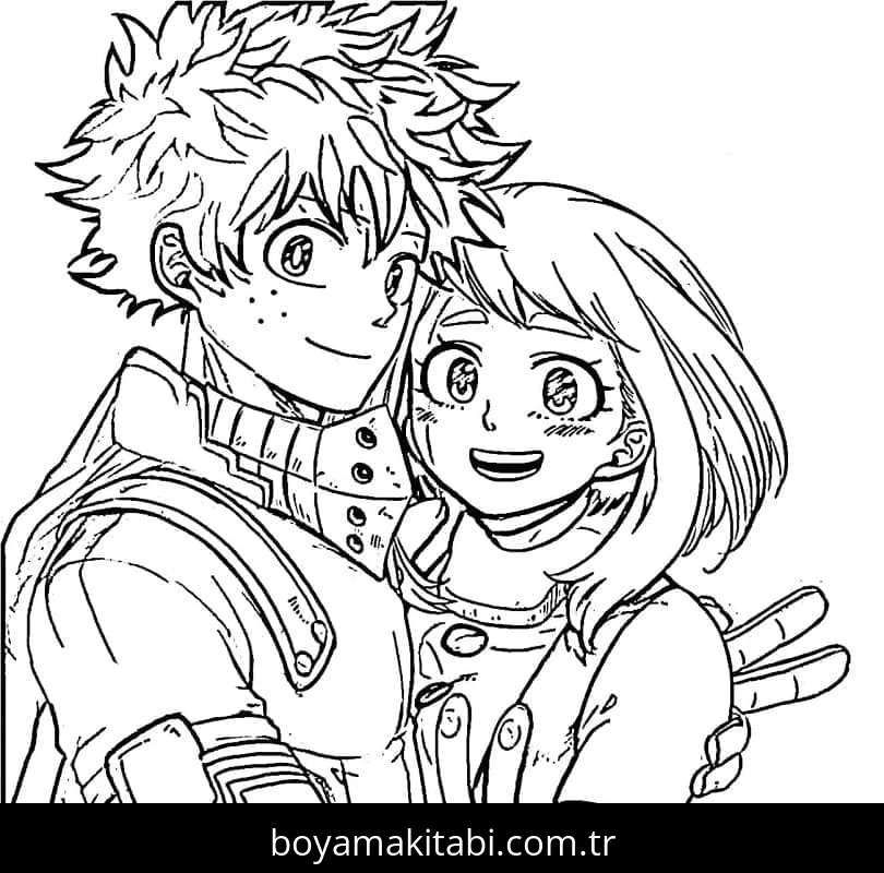 Izuku Midoriya boyama sayfası – boyama çalışması, yaratıcılığı geliştirir