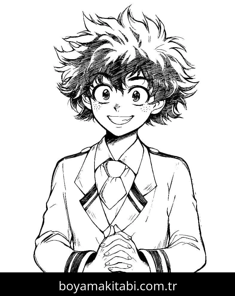 Izuku Midoriya boyama sayfası – ücretsiz yazdır, boyama etkinliği