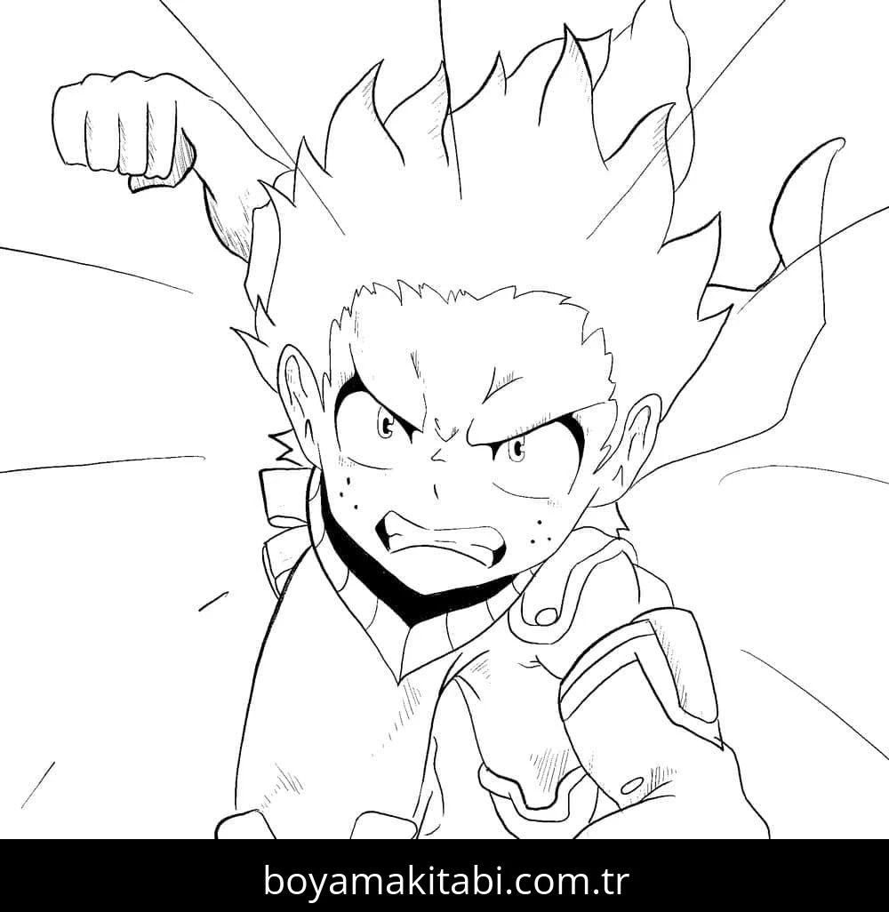Izuku Midoriya boyama sayfası – PDF indir, sevimli karakter