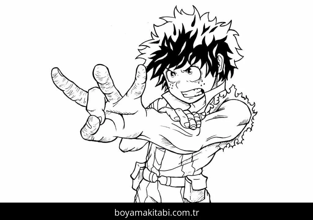 Izuku Midoriya boyama sayfası – yaratıcılığı geliştirir, keyifli zaman