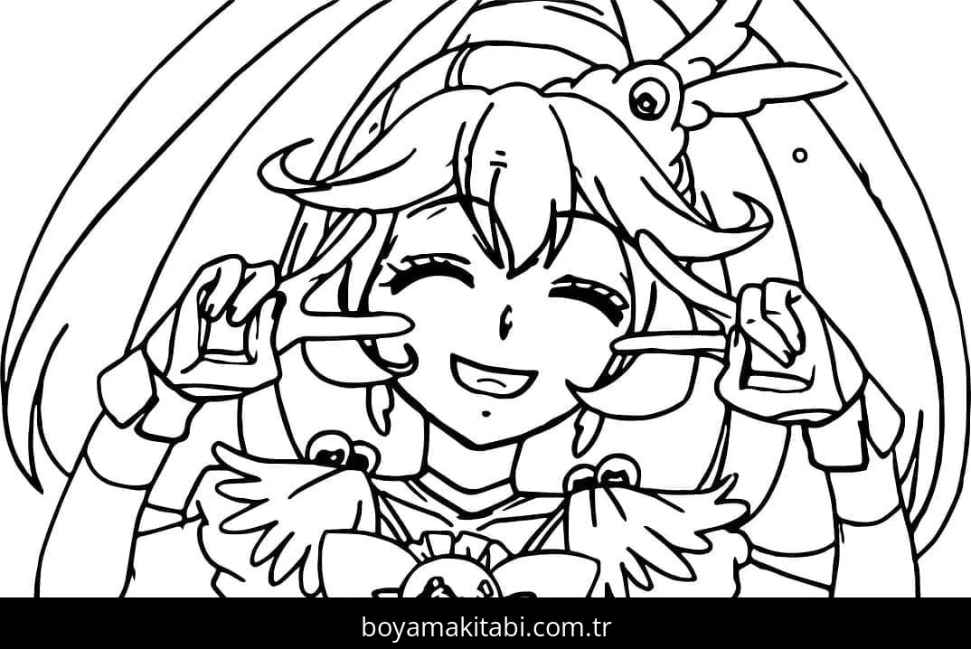 Glitter Force boyama sayfası – sevimli karakter, sanatsal çalışma