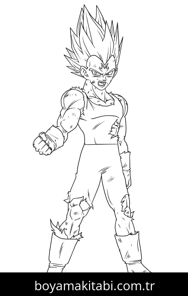 Dragon Ball Z boyama sayfası – çizgi film temalı, basit çizim