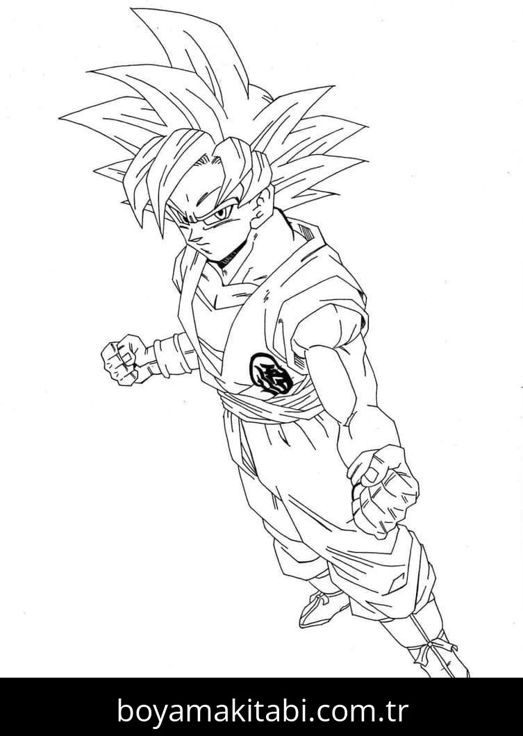 Dragon Ball Z boyama sayfası – sevimli karakter, sanatsal çalışma