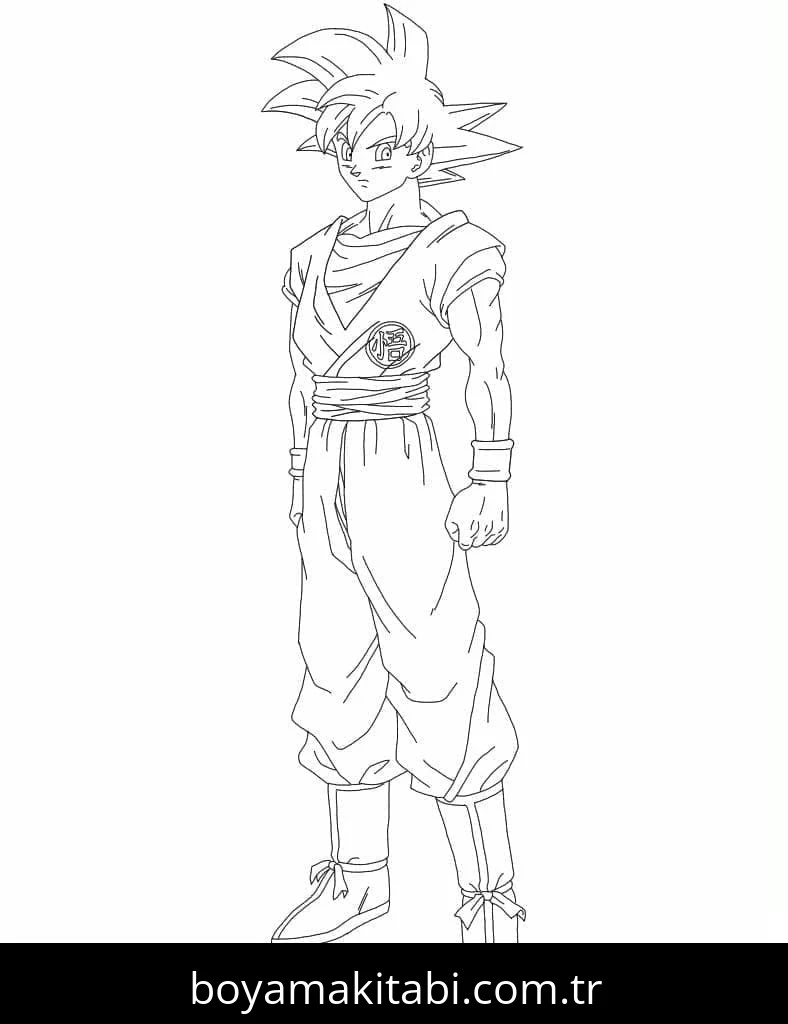 Dragon Ball Z boyama sayfası – çizgi film temalı, basit çizim