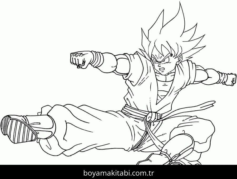 Dragon Ball Z boyama sayfası – sevimli karakter, sanatsal çalışma