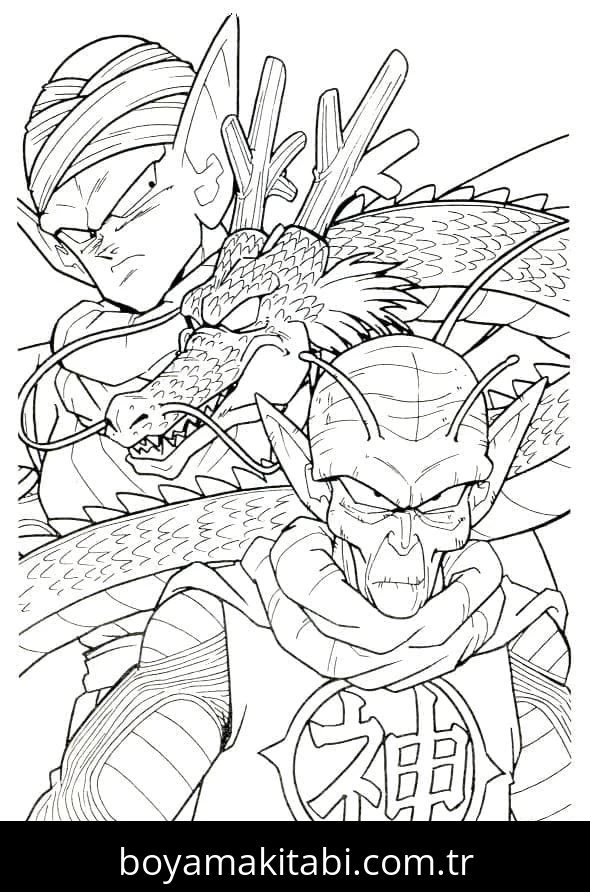 Dragon Ball Z boyama sayfası – çocuk aktivitesi, PDF indir