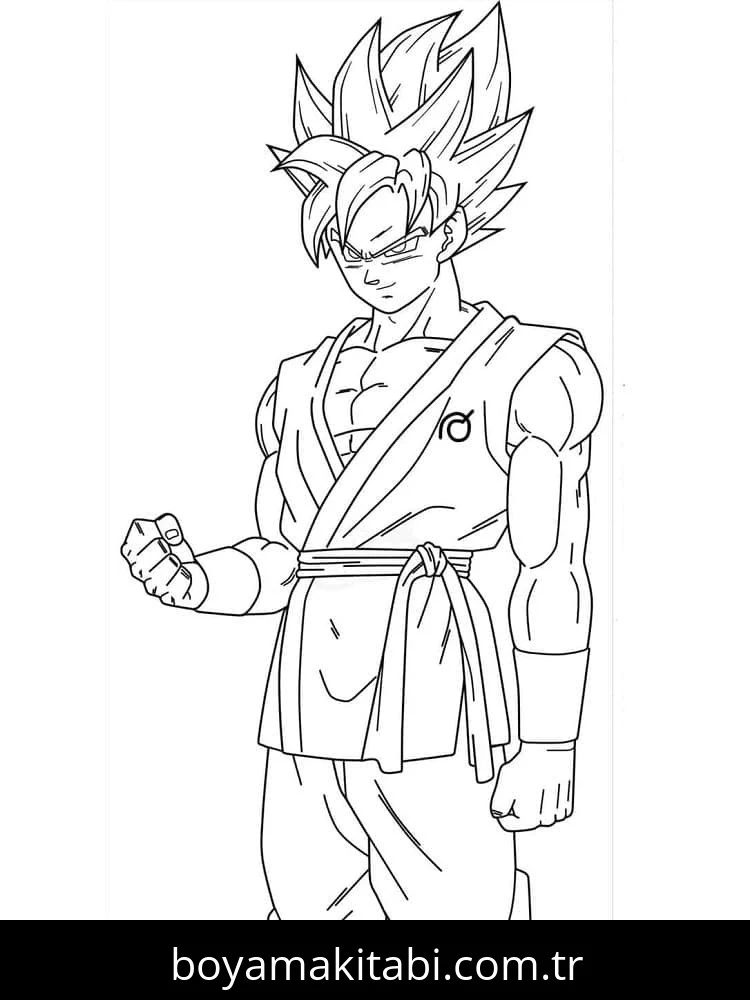 Dragon Ball Z boyama sayfası – basit çizim, kolay boyama