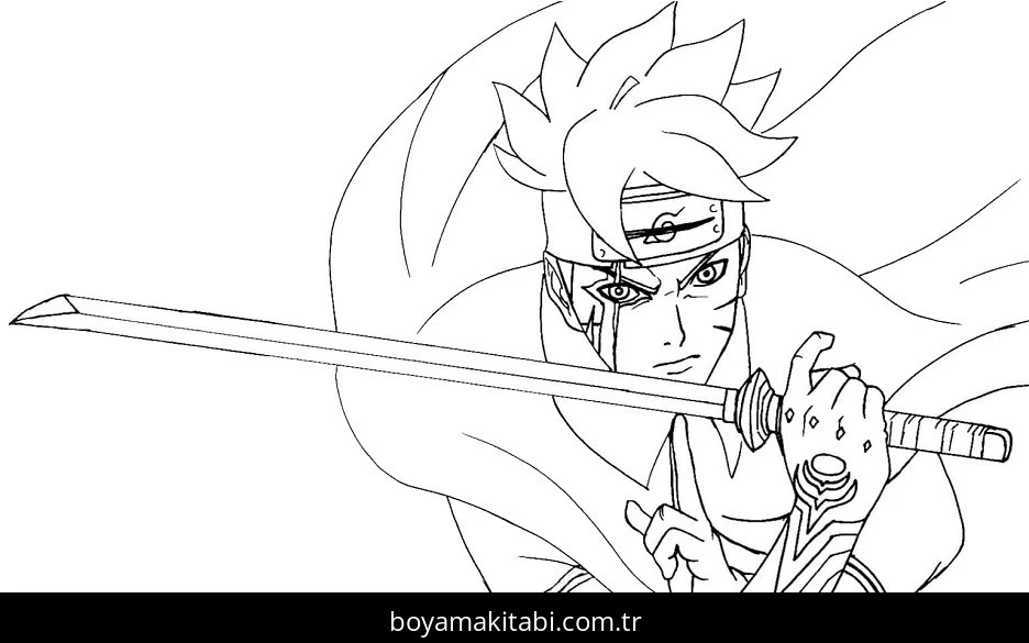 Boruto boyama sayfası – PDF indir, sevimli karakter