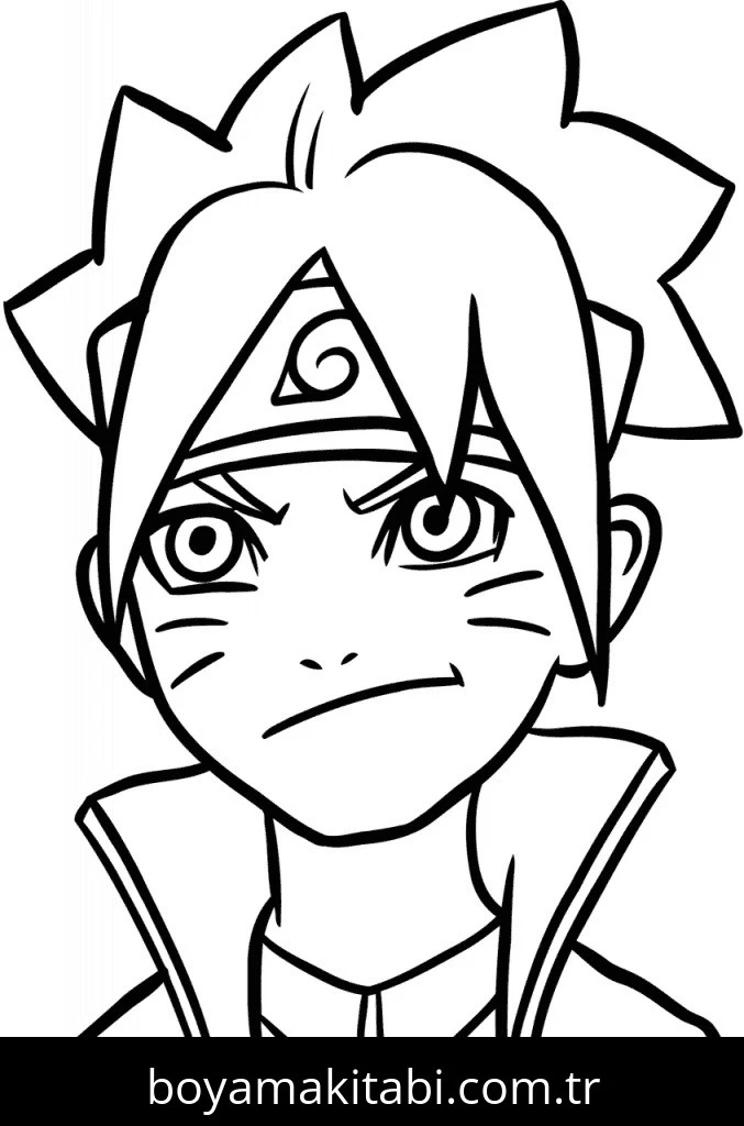Boruto boyama sayfası – sevimli karakter, sanatsal çalışma