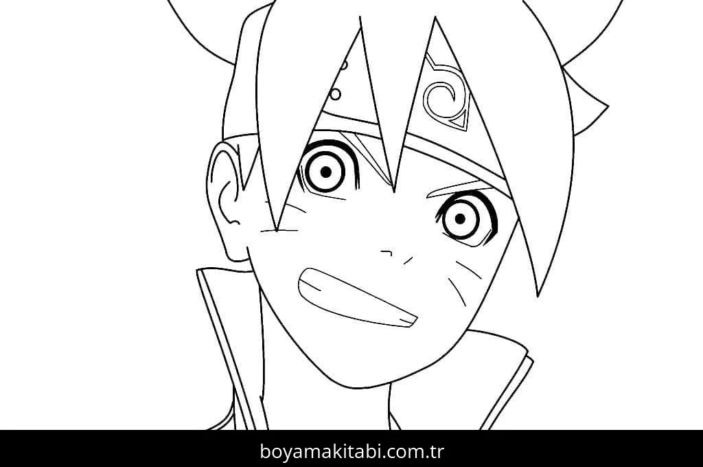 Boruto boyama sayfası – çizgi film temalı, basit çizim