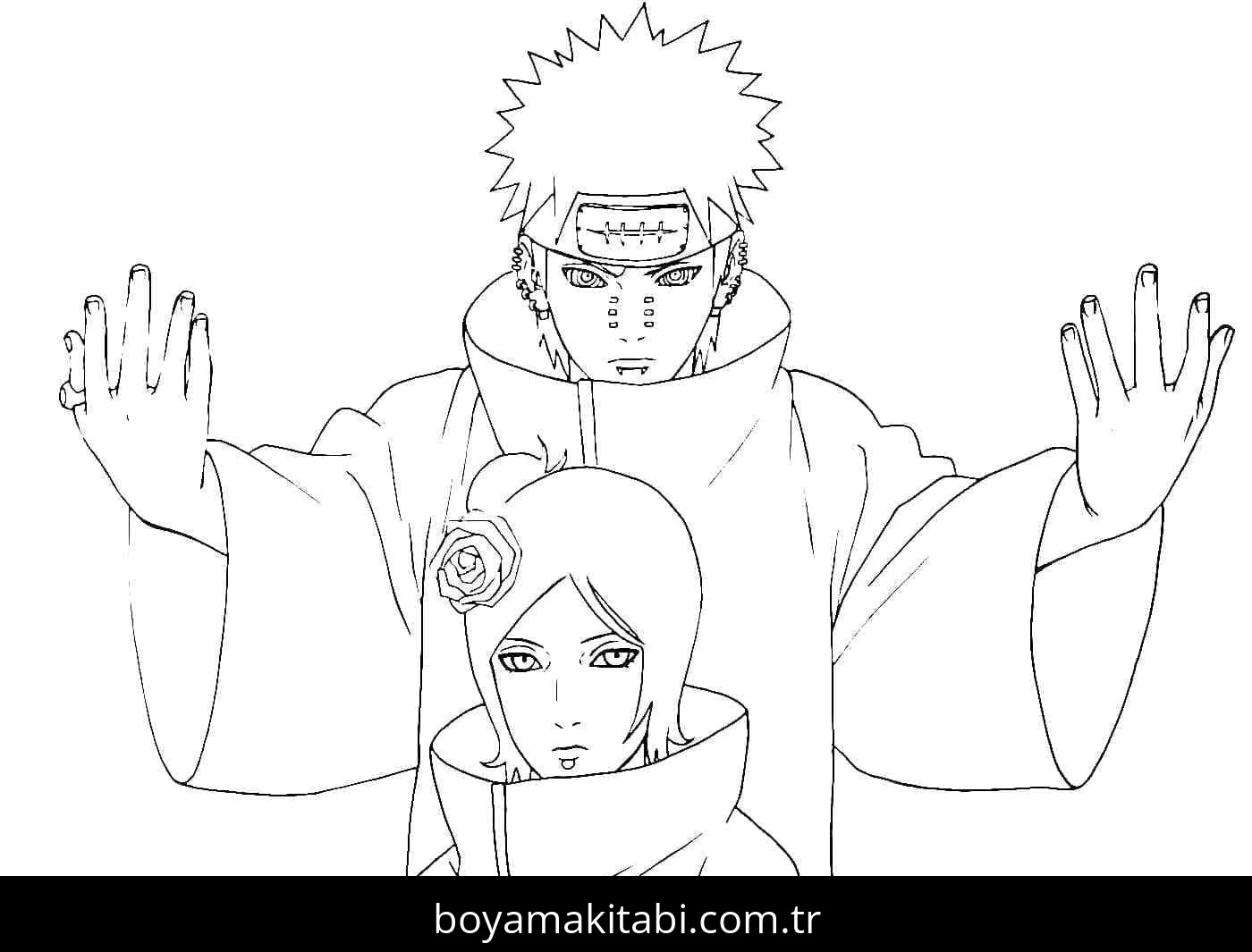 Akatsuki boyama sayfası – renkli çizimler, okul öncesi