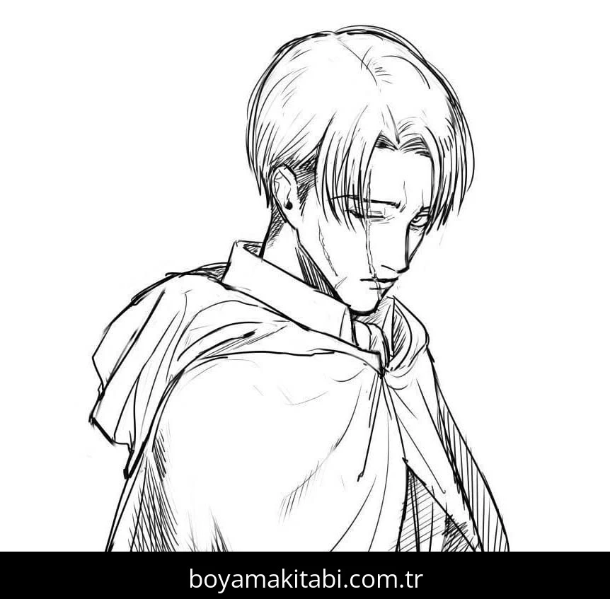 Levi Ackerman boyama sayfası – boyama çalışması, yaratıcılığı geliştirir