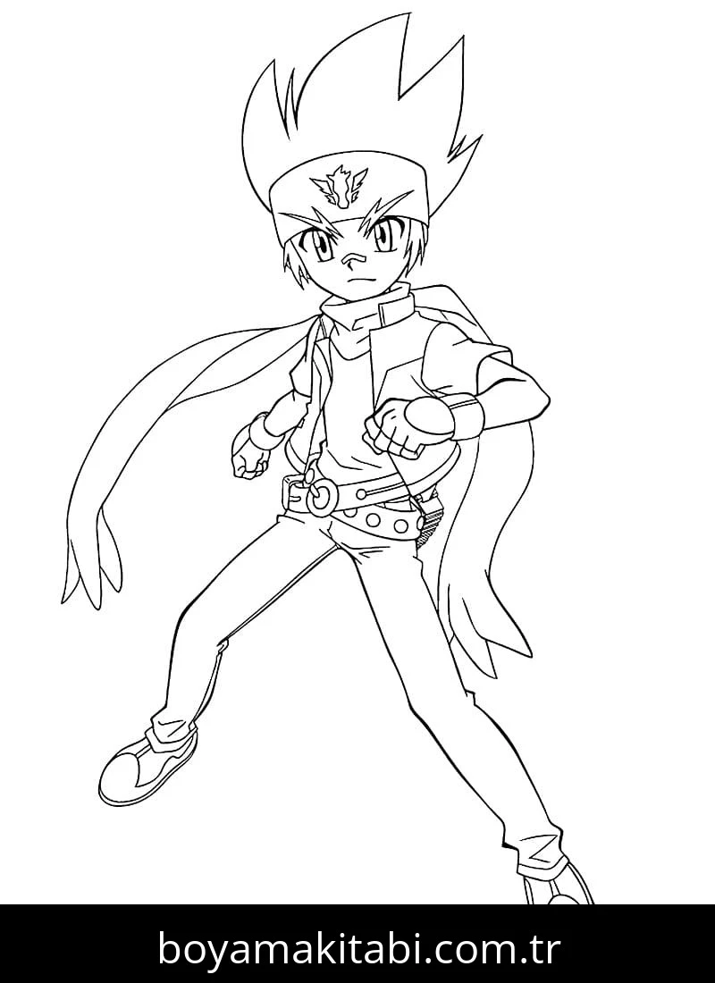 Beyblade boyama sayfası – PDF indir, sevimli karakter