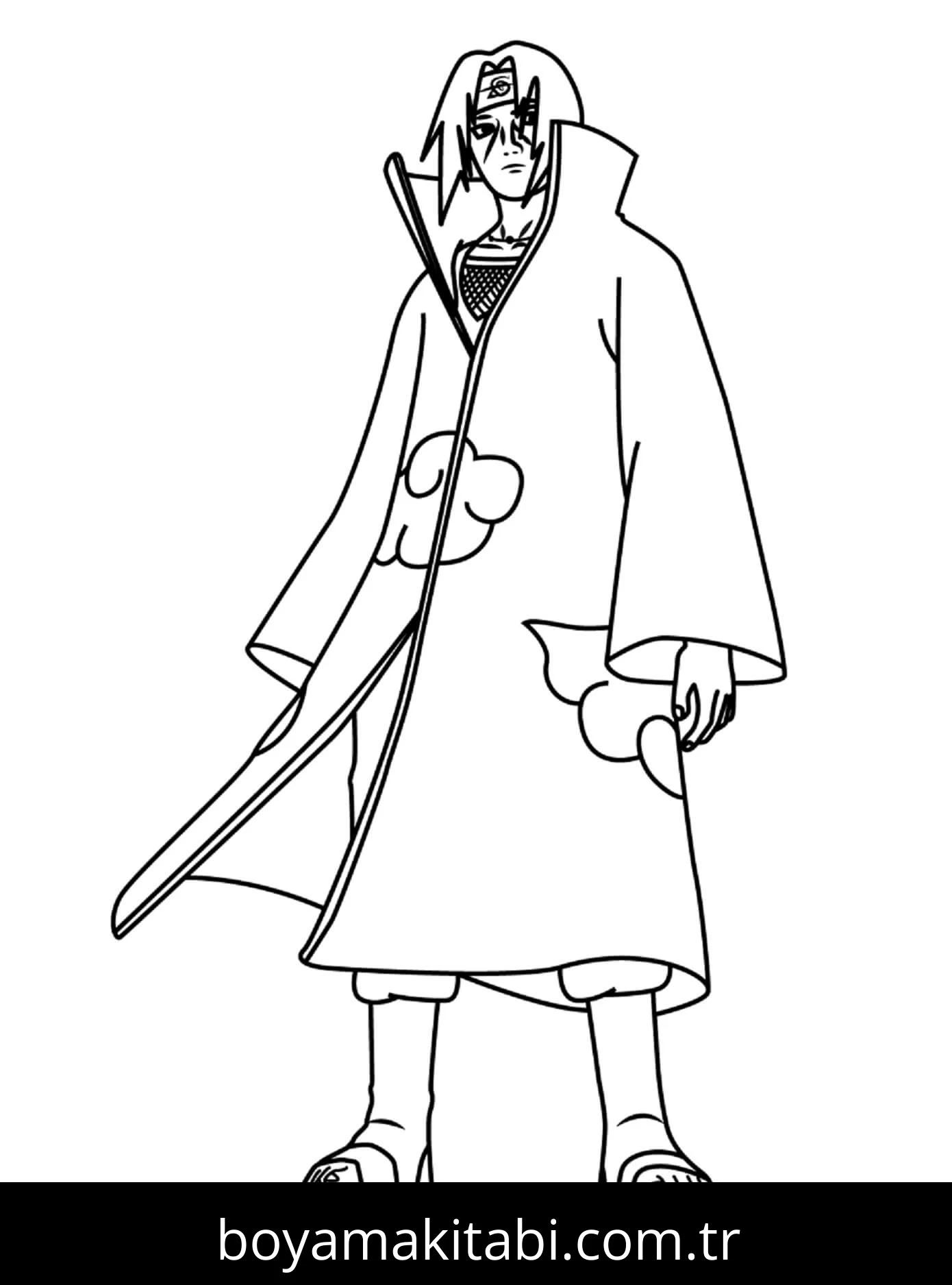 Itachi Uchiha boyama sayfası – sanatsal çalışma, çocuklar için