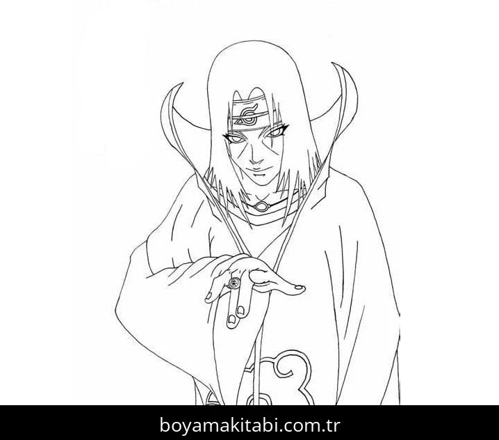 Itachi Uchiha boyama sayfası – PDF indir, sevimli karakter