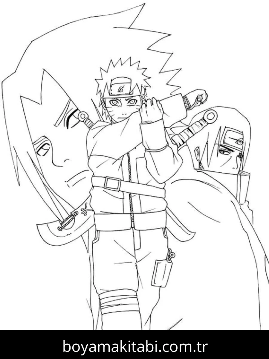 Itachi Uchiha boyama sayfası – çocuklar için, çizgi film temalı
