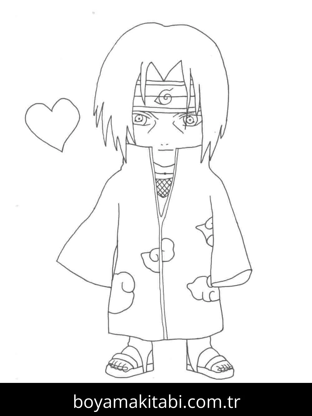 Itachi Uchiha boyama sayfası – yaratıcılığı geliştirir, keyifli zaman