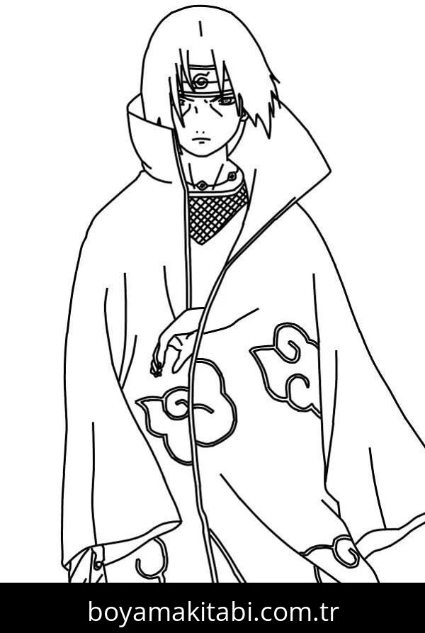 Itachi Uchiha boyama sayfası – okul öncesi, evde etkinlik
