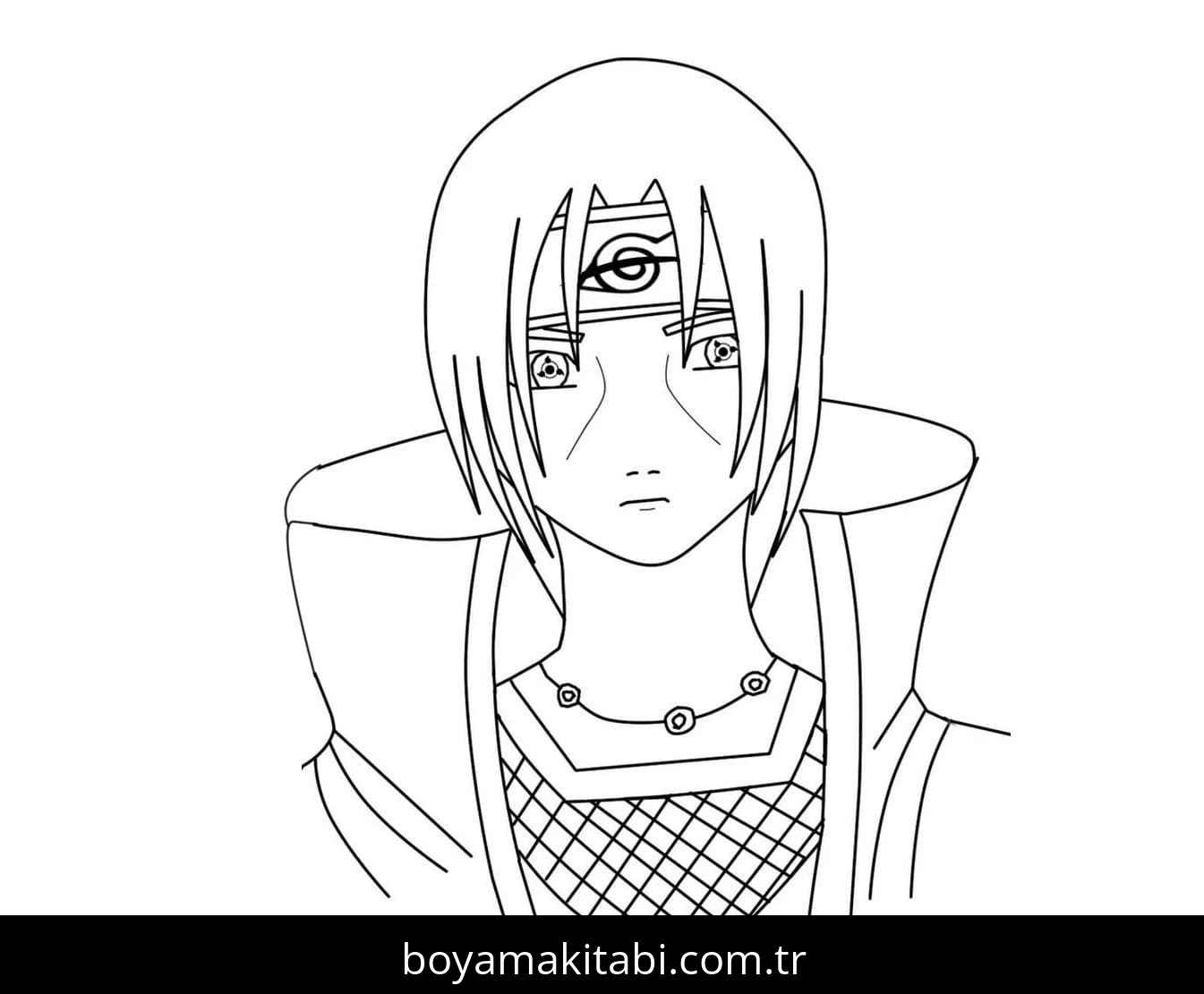 Itachi Uchiha boyama sayfası – çocuk aktivitesi, PDF indir