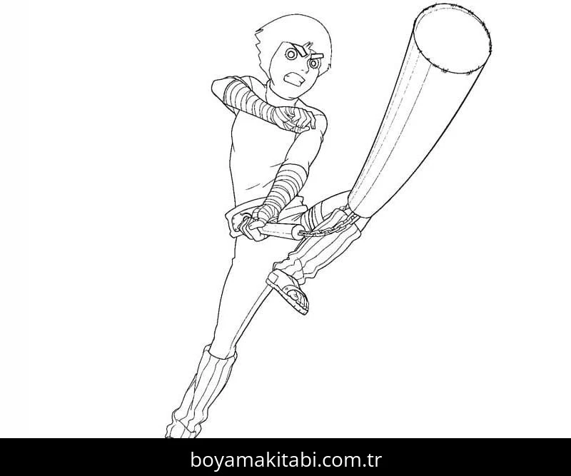 Rock Lee boyama sayfası – basit çizim, kolay boyama