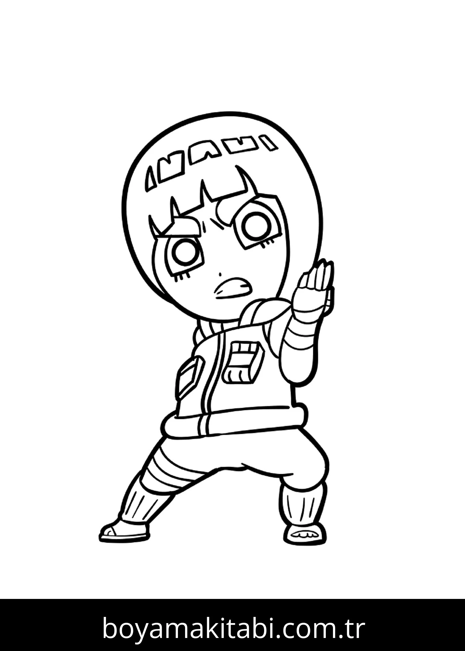 Rock Lee boyama sayfası – çocuklar için, çizgi film temalı