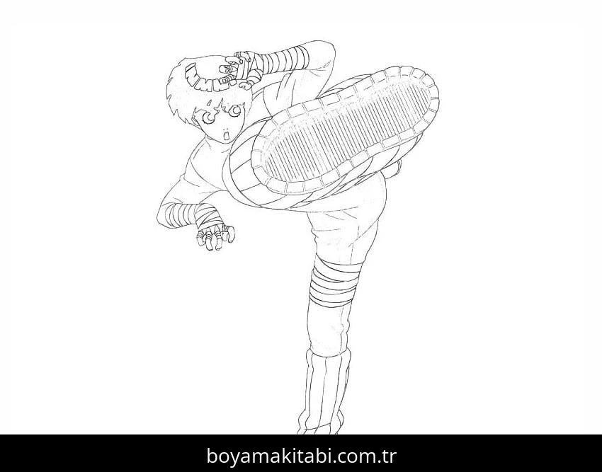 Rock Lee boyama sayfası – kolay boyama, eğitici aktivite