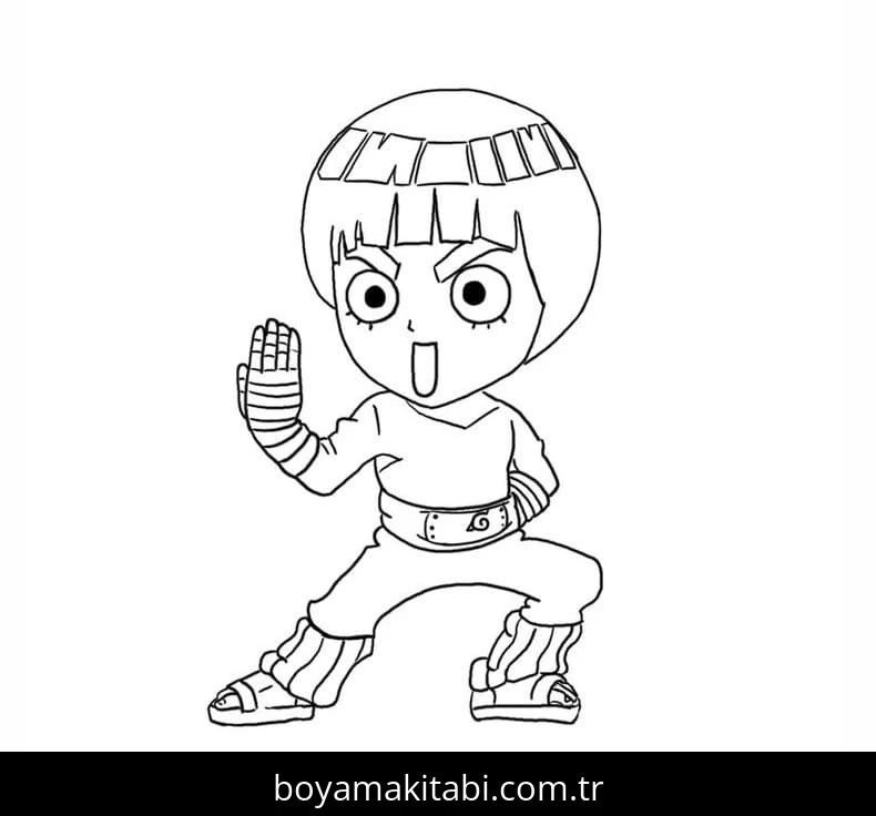 Rock Lee boyama sayfası – sevimli karakter, sanatsal çalışma