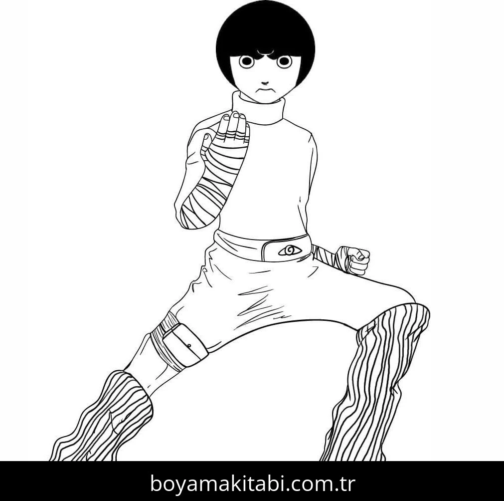 Rock Lee boyama sayfası – çizgi film temalı, basit çizim
