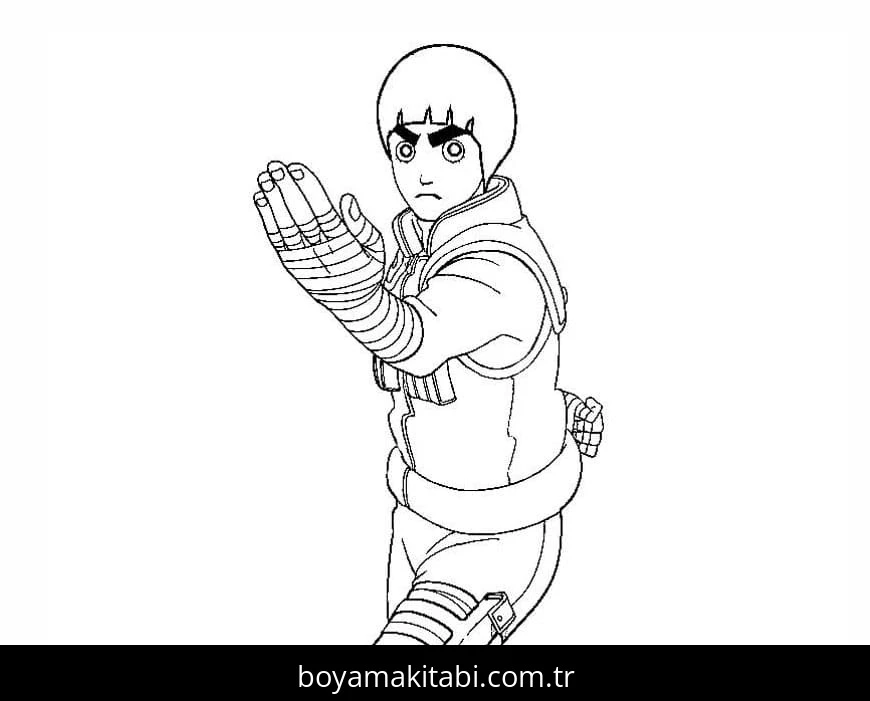 Rock Lee boyama sayfası – basit çizim, kolay boyama