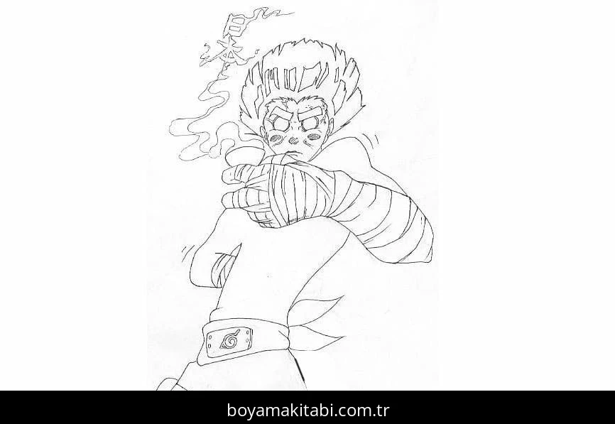 Rock Lee boyama sayfası – renkli çizimler, okul öncesi