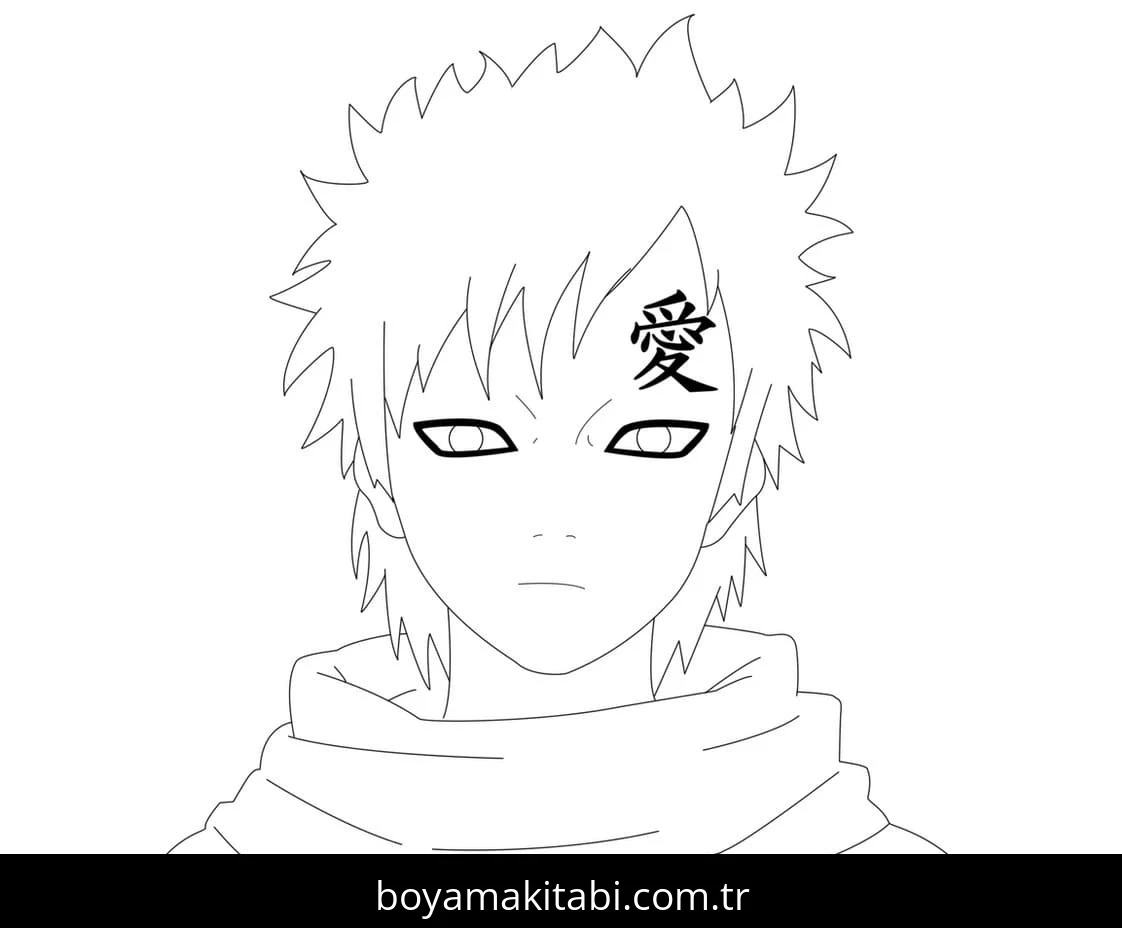 Gaara boyama sayfası – el becerilerini geliştirir, boyama çalışması
