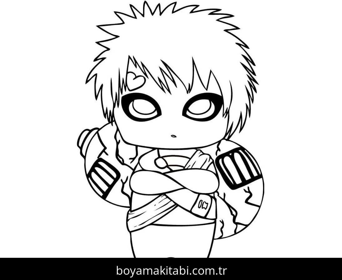 Gaara boyama sayfası – sanatsal çalışma, çocuklar için