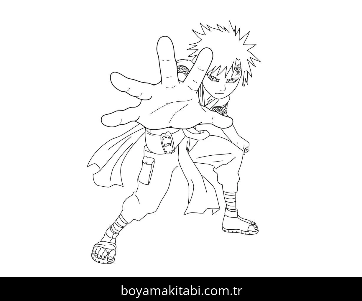 Gaara boyama sayfası – PDF indir, sevimli karakter