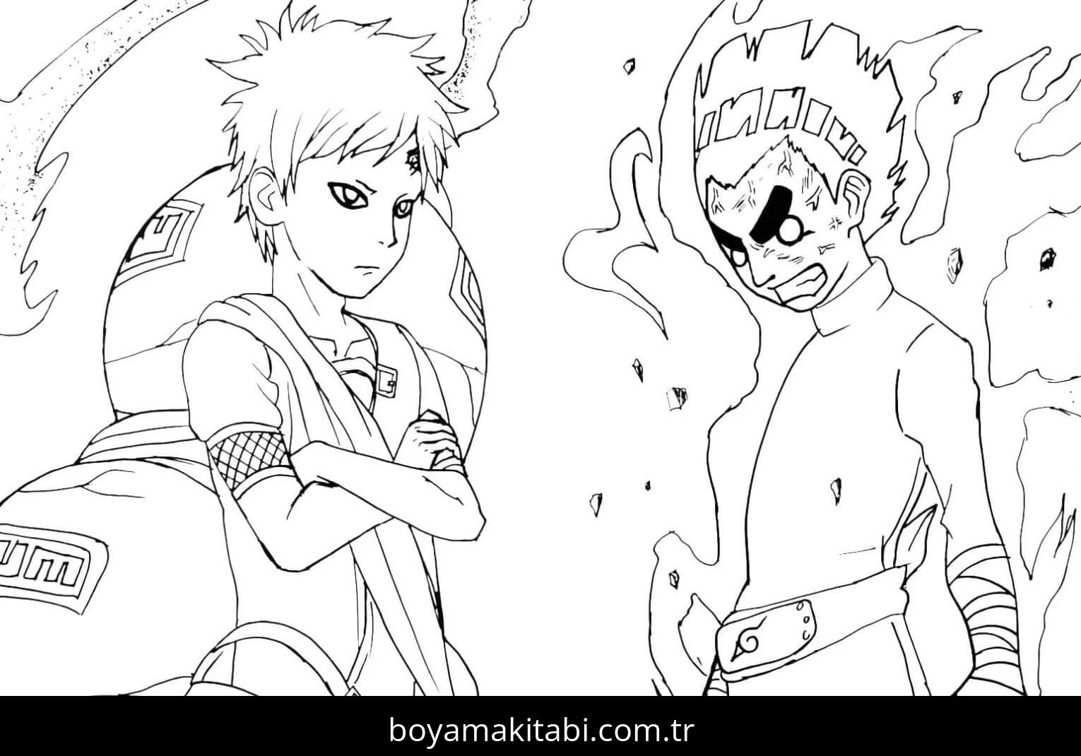 Gaara boyama sayfası – çocuklar için, çizgi film temalı