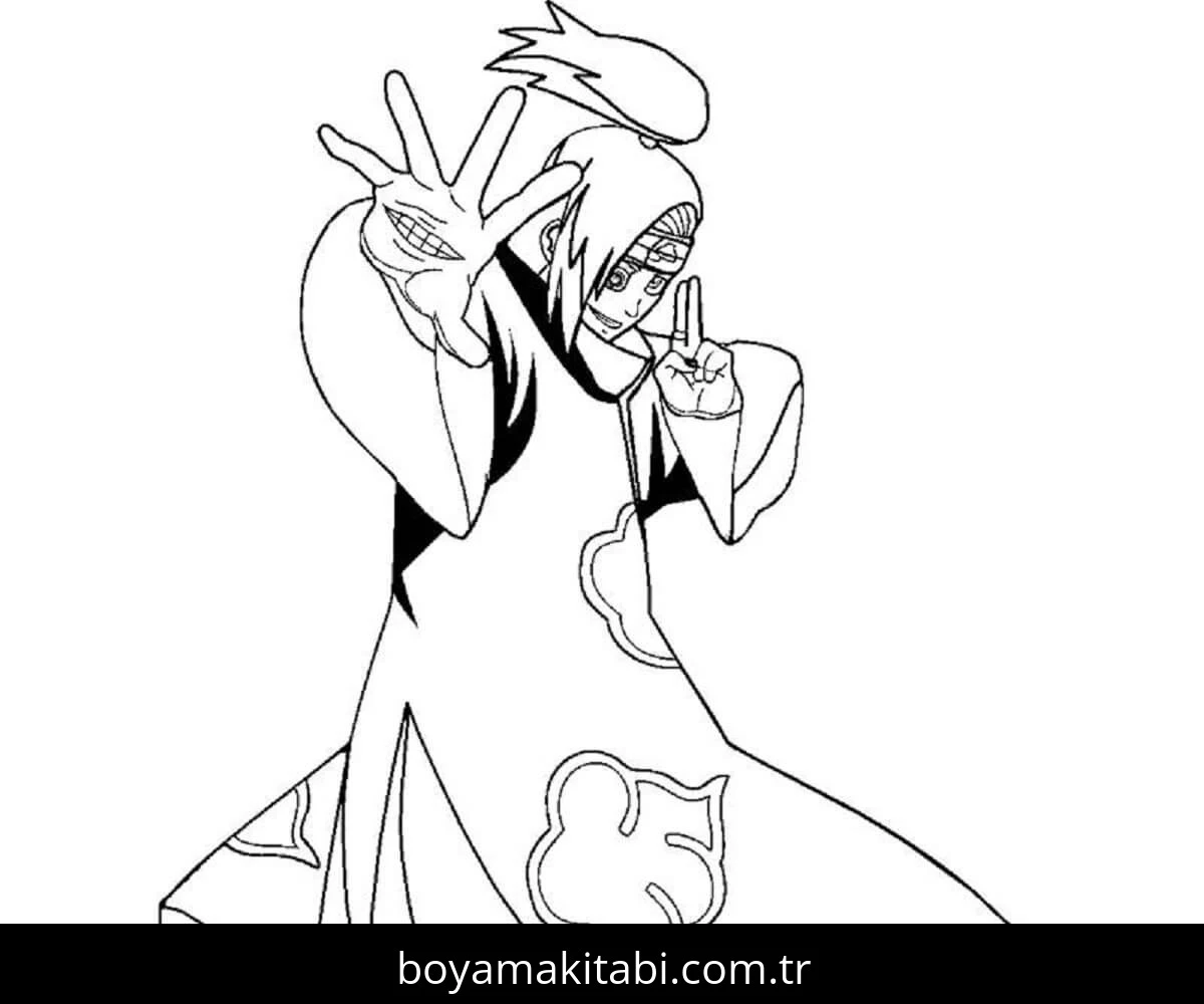 Deidara boyama sayfası – sanatsal çalışma, çocuklar için