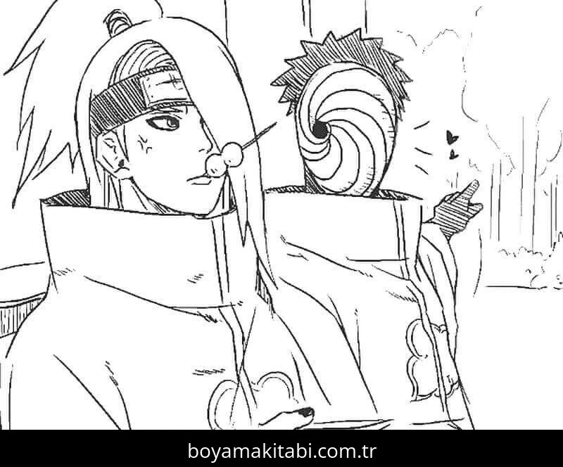Deidara boyama sayfası – basit çizim, kolay boyama