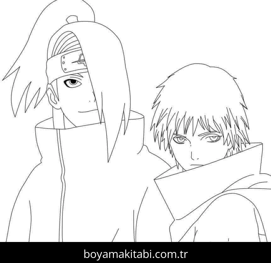 Deidara boyama sayfası – el becerilerini geliştirir, boyama çalışması