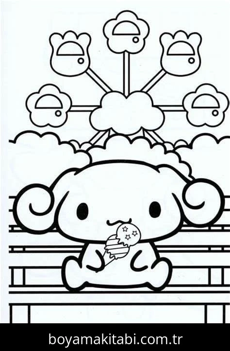 Cinnamoroll boyama sayfası – sevimli karakter, sanatsal çalışma