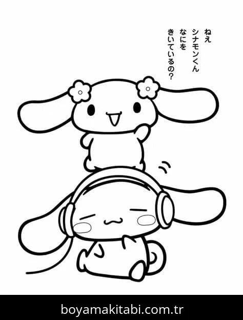 Cinnamoroll boyama sayfası – keyifli zaman, renkli çizimler
