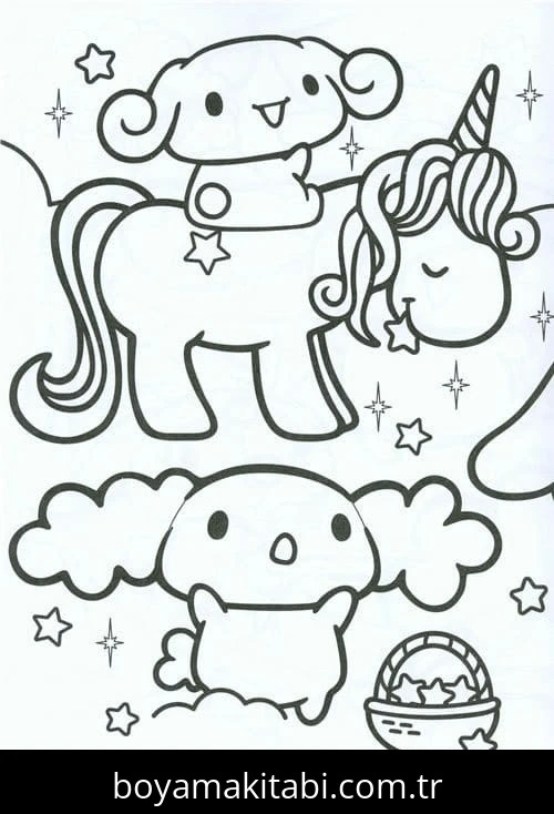 Cinnamoroll boyama sayfası – çocuk aktivitesi, PDF indir