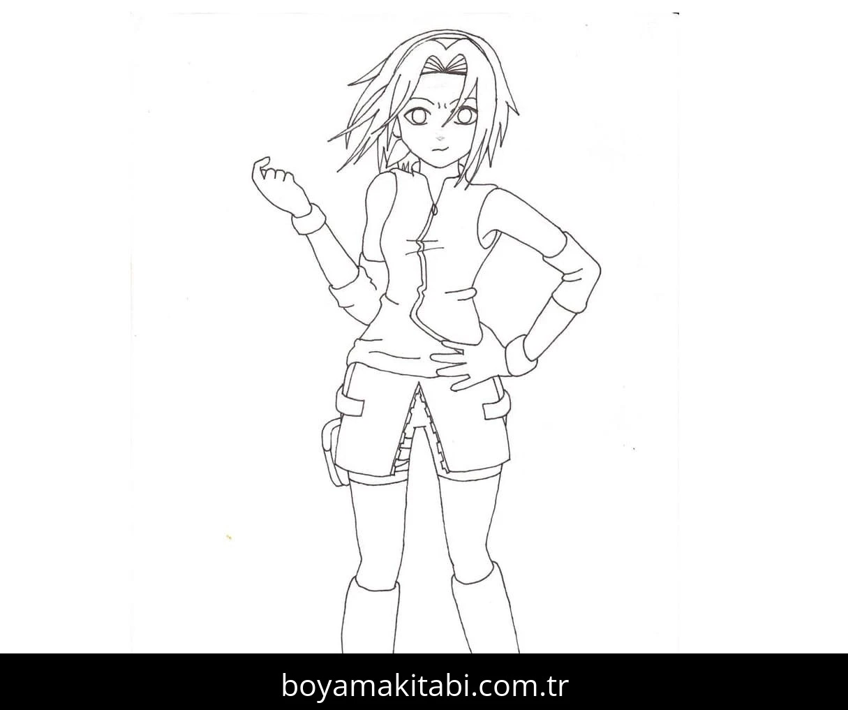 Sakura Haruno boyama sayfası – basit çizim, kolay boyama