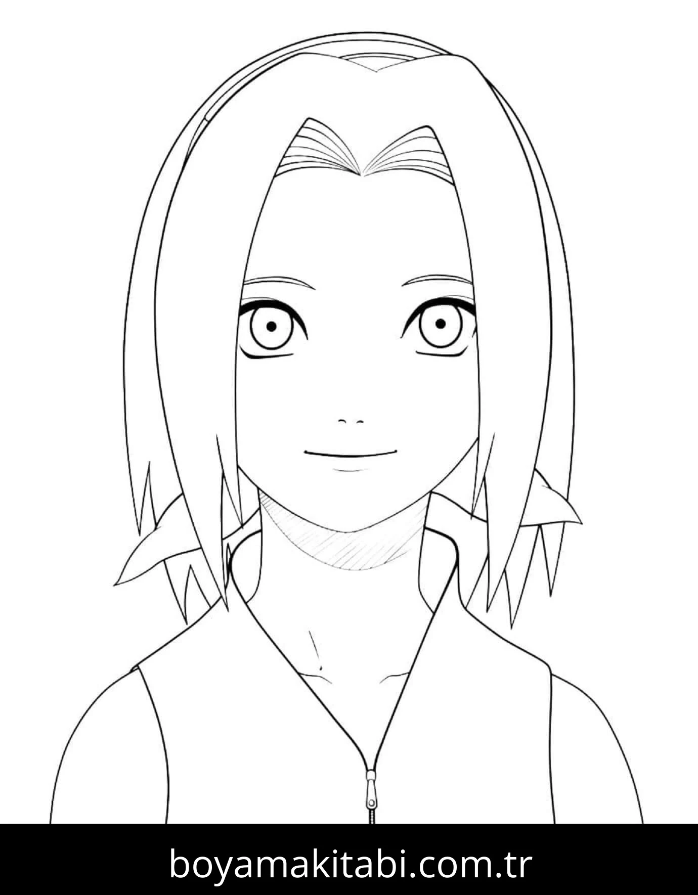 Sakura Haruno boyama sayfası – kolay boyama, eğitici aktivite